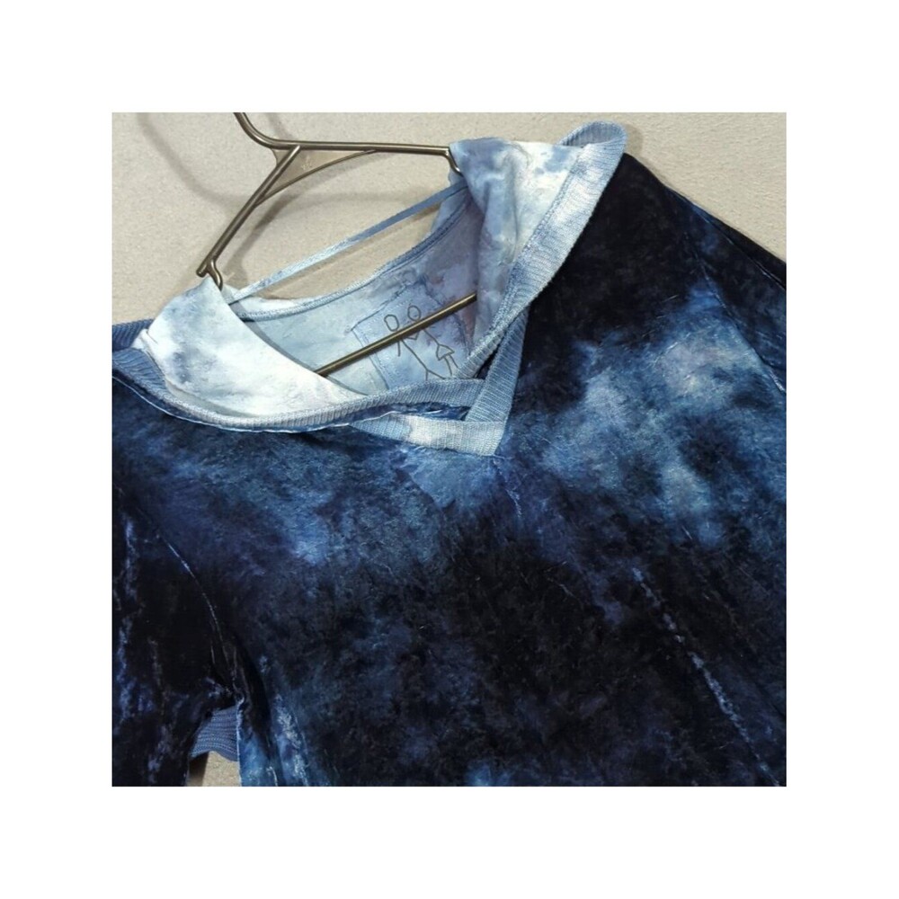 Johnny Was Hoodie Women's S Jewel Blue Velvet Hooded Sweatshirt